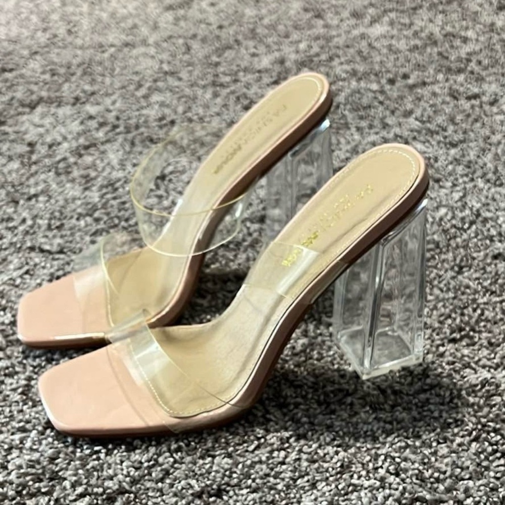 Fashion Nova Nude and Clear Heels